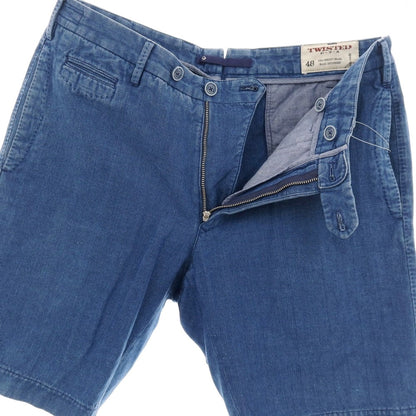 【中古】ジーティーアー ツイステッド G.T.A TWISTED コットンリネン ショートパンツ ブルー【サイズ48】【 状態ランクC 】【 メンズ 】