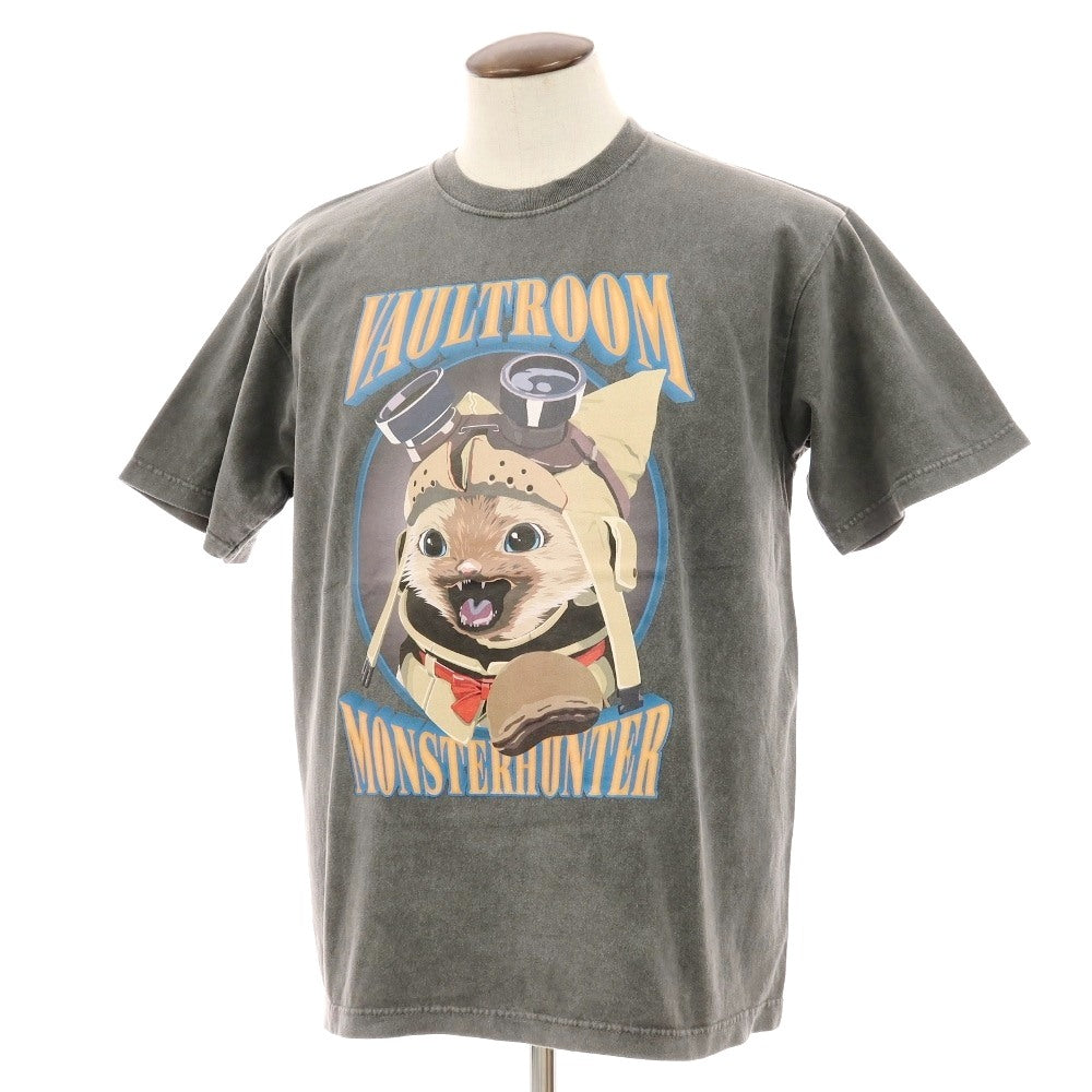 【中古】【未使用】ボルトルーム vaultroom ×Monster Hunter AIROU TEE コットン クルーネック 半袖Ｔシャツ グレー【サイズL】【 状態ランクS 】【 ユニセックス 】