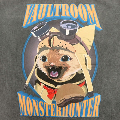 【中古】【未使用】ボルトルーム vaultroom ×Monster Hunter AIROU TEE コットン クルーネック 半袖Ｔシャツ グレー【サイズL】【 状態ランクS 】【 ユニセックス 】