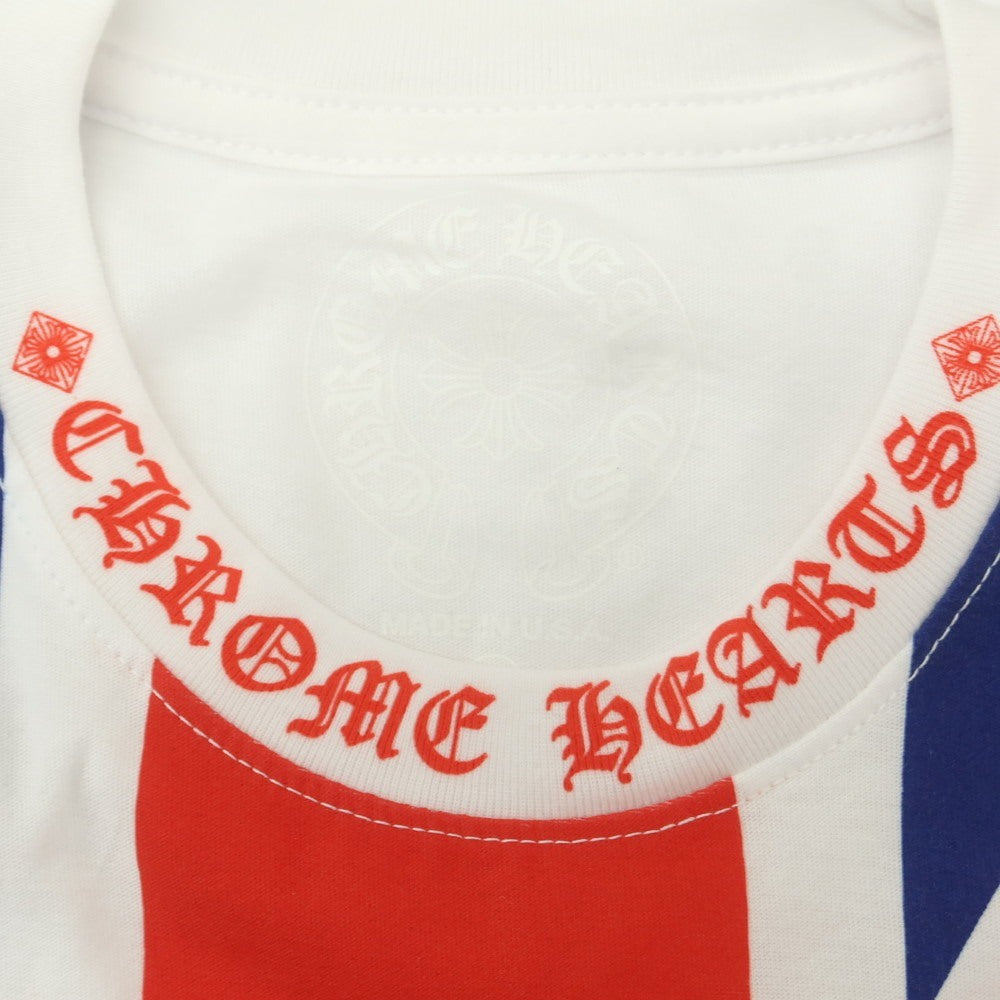 【中古】クロムハーツ CHROME HEARTS コットン クルーネック 半袖Ｔシャツ ホワイトxレッド【サイズXS】【 状態ランクB 】【 メンズ 】 [CPD]