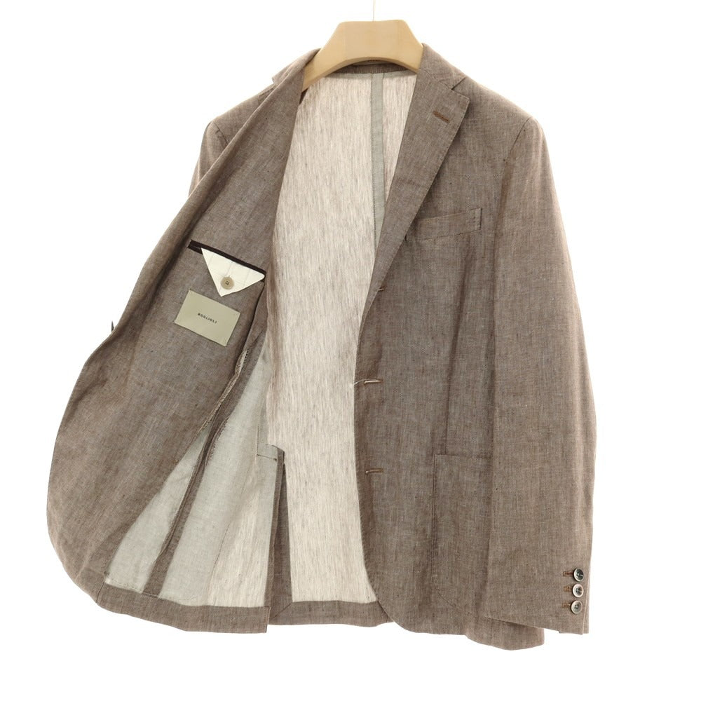 【中古】ボリオリ BOGLIOLI DOVER リネンコットン 3B テーラードジャケット アッシュブラウン系【サイズ44】【 状態ランクC 】【 メンズ 】