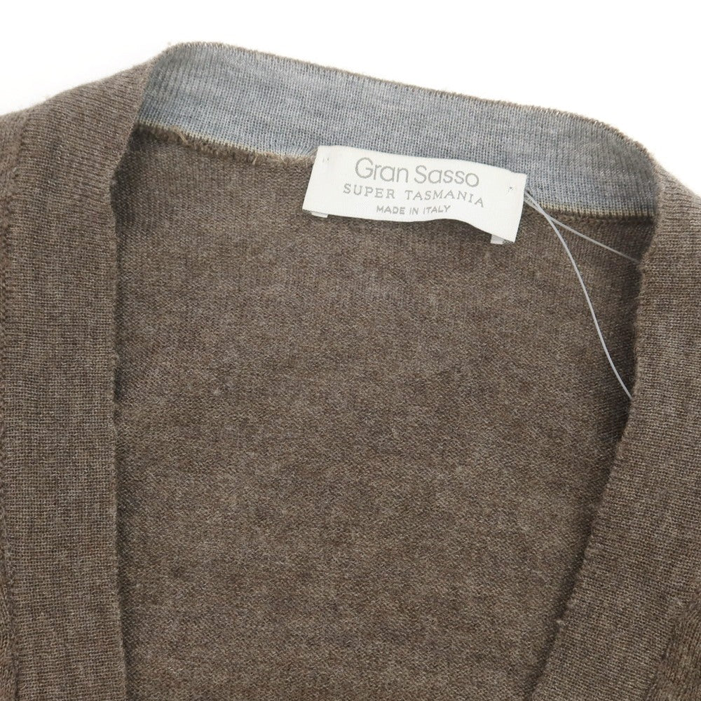 【中古】グランサッソ GRAN SASSO ハイゲージ ウール カーディガン ブラウン【 46 】【 状態ランクC 】【 メンズ 】