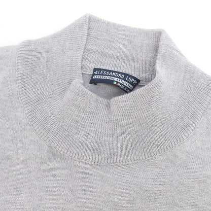 【中古】アレッサンドロルッピ Alessandro Luppi ハイゲージ ウール モックネック プルオーバーニット ライトグレー【 44 】【 状態ランクA 】【 メンズ 】