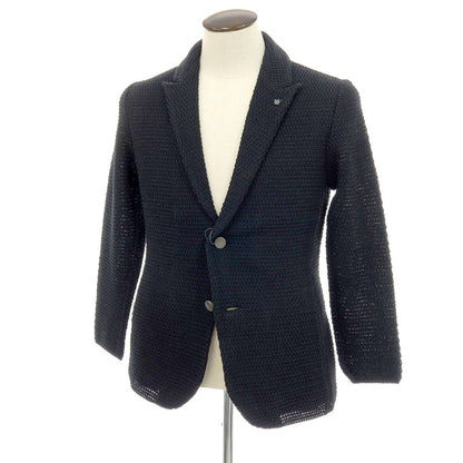 【中古】ウノピュウノウグァーレトレ 1piu1uguale3 コットン 2B ニットジャケット ネイビーブラック系【サイズV】【 状態ランクA 】【 メンズ 】