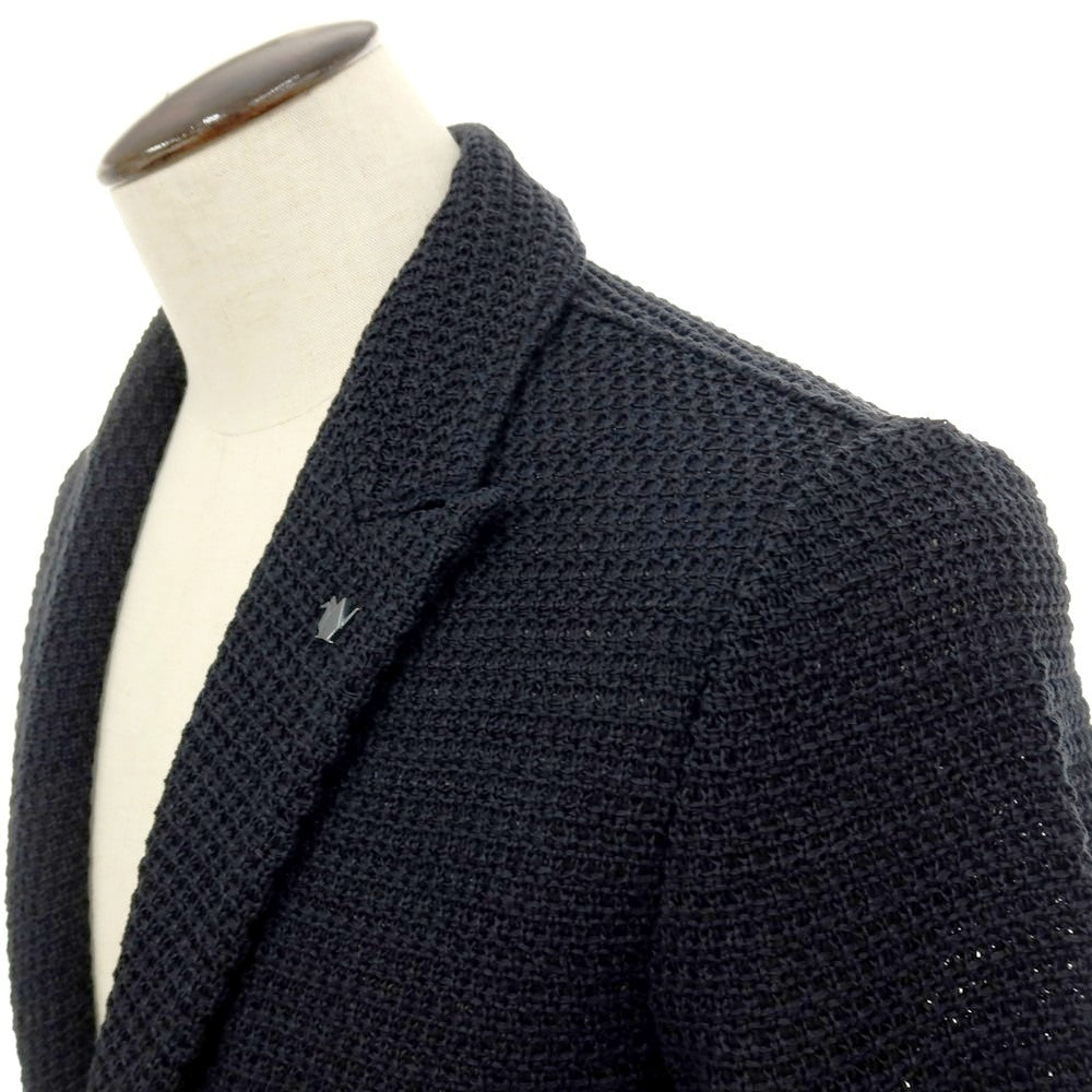【中古】ウノピュウノウグァーレトレ 1piu1uguale3 コットン 2B ニットジャケット ネイビーブラック系【サイズV】【 状態ランクA 】【 メンズ 】
