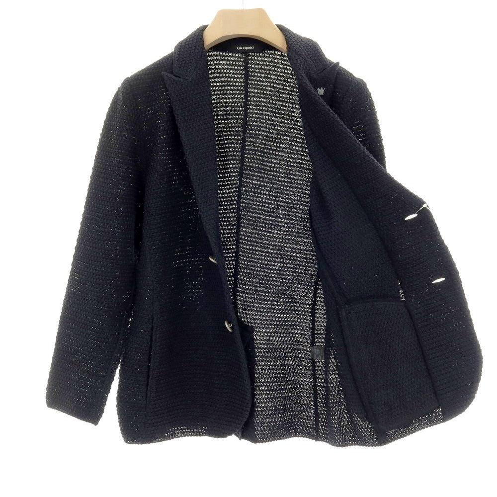 【中古】ウノピュウノウグァーレトレ 1piu1uguale3 コットン 2B ニットジャケット ネイビーブラック系【サイズV】【 状態ランクA 】【 メンズ 】