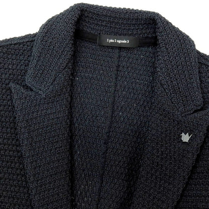 【中古】ウノピュウノウグァーレトレ 1piu1uguale3 コットン 2B ニットジャケット ネイビーブラック系【サイズV】【 状態ランクA 】【 メンズ 】