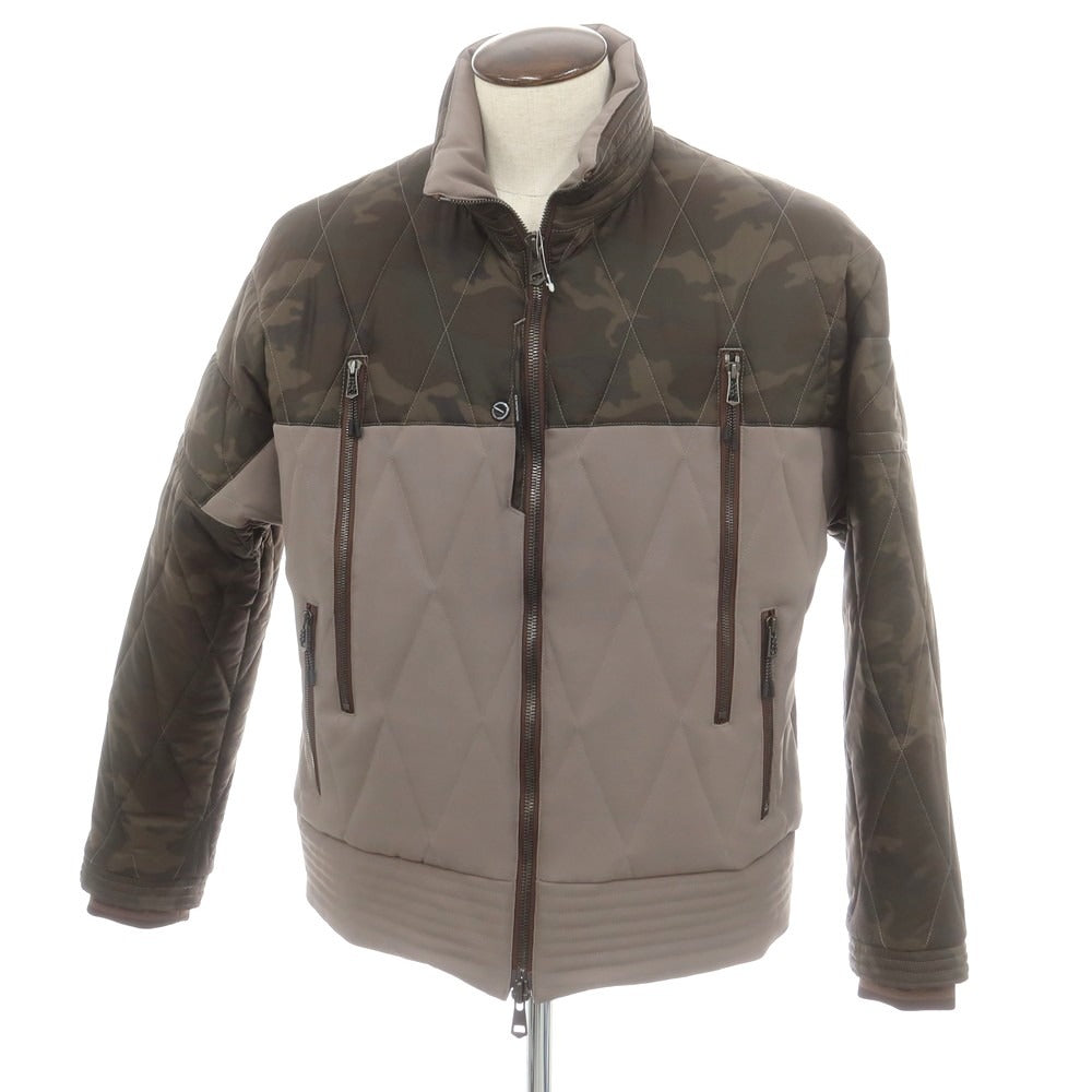 【中古】ウノピュウノウグァーレトレ 1piu1uguale3 ナイロン キルティング 中綿ブルゾン ダークオリーブxグレージュ【 6 】【 状態ランクA 】【 メンズ 】