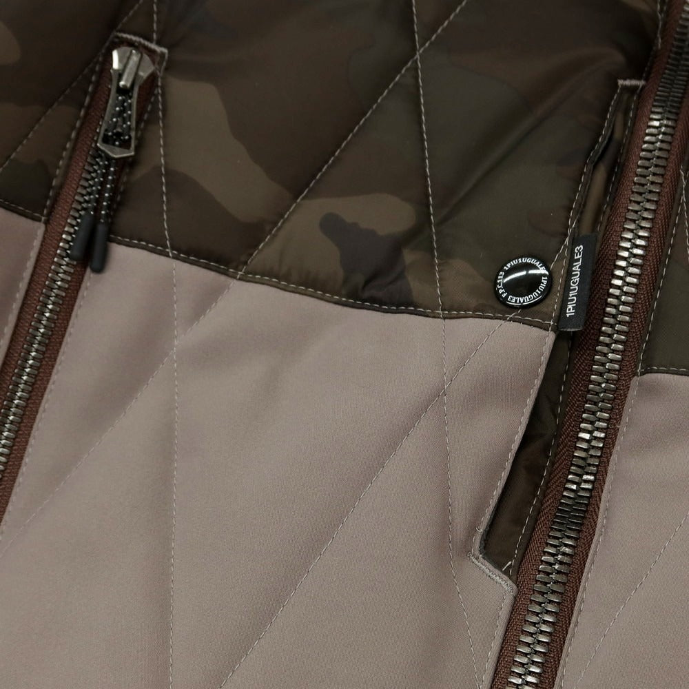 【中古】ウノピュウノウグァーレトレ 1piu1uguale3 ナイロン キルティング 中綿ブルゾン ダークオリーブxグレージュ【 6 】【 状態ランクA 】【 メンズ 】