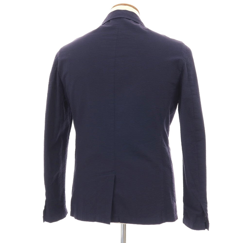 【中古】ジャンネット giannetto コットン シアサッカー ストライプ 2B カジュアルジャケット ネイビー【サイズ46】【 状態ランクC 】【 メンズ 】