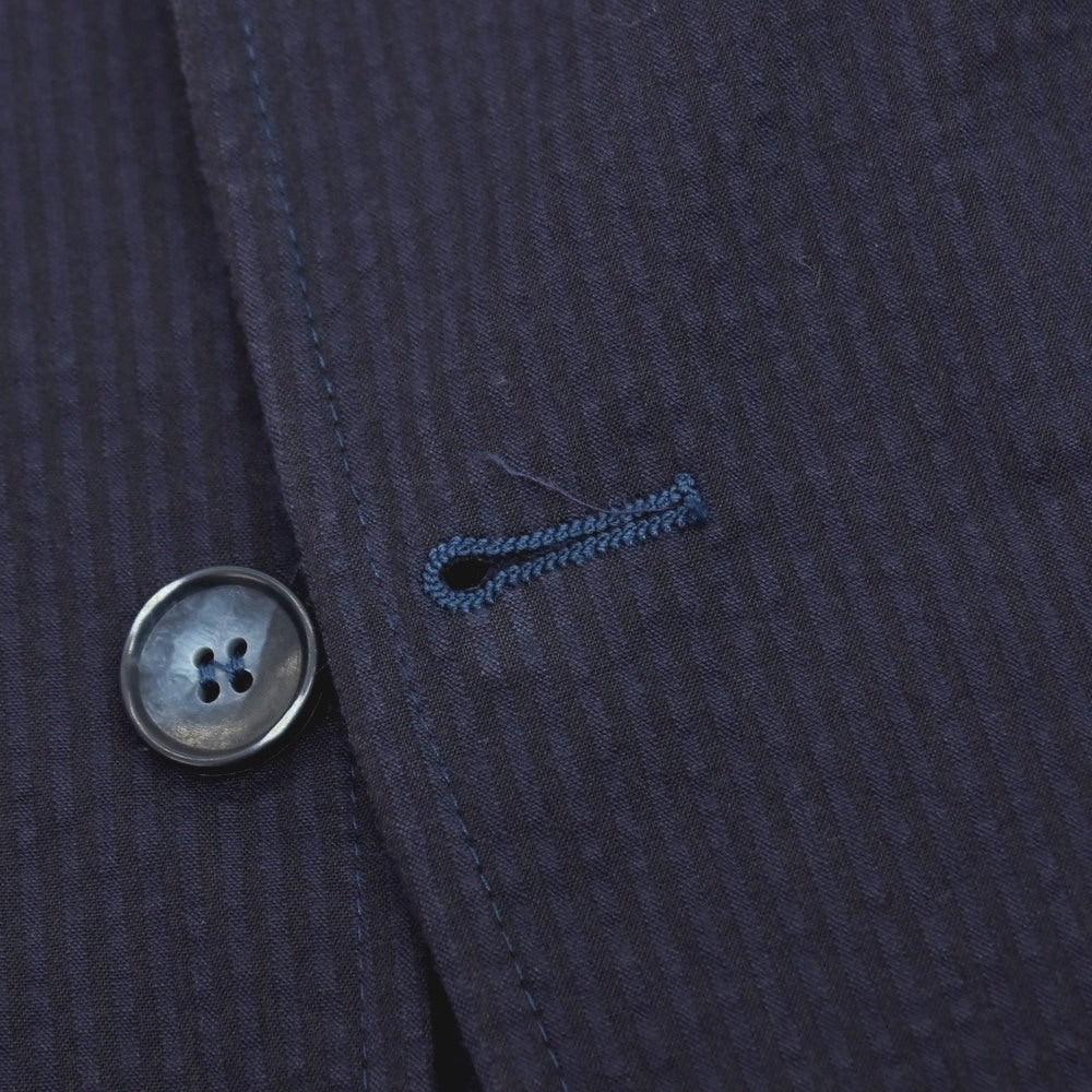 【中古】ジャンネット giannetto コットン シアサッカー ストライプ 2B カジュアルジャケット ネイビー【サイズ46】【 状態ランクC 】【 メンズ 】