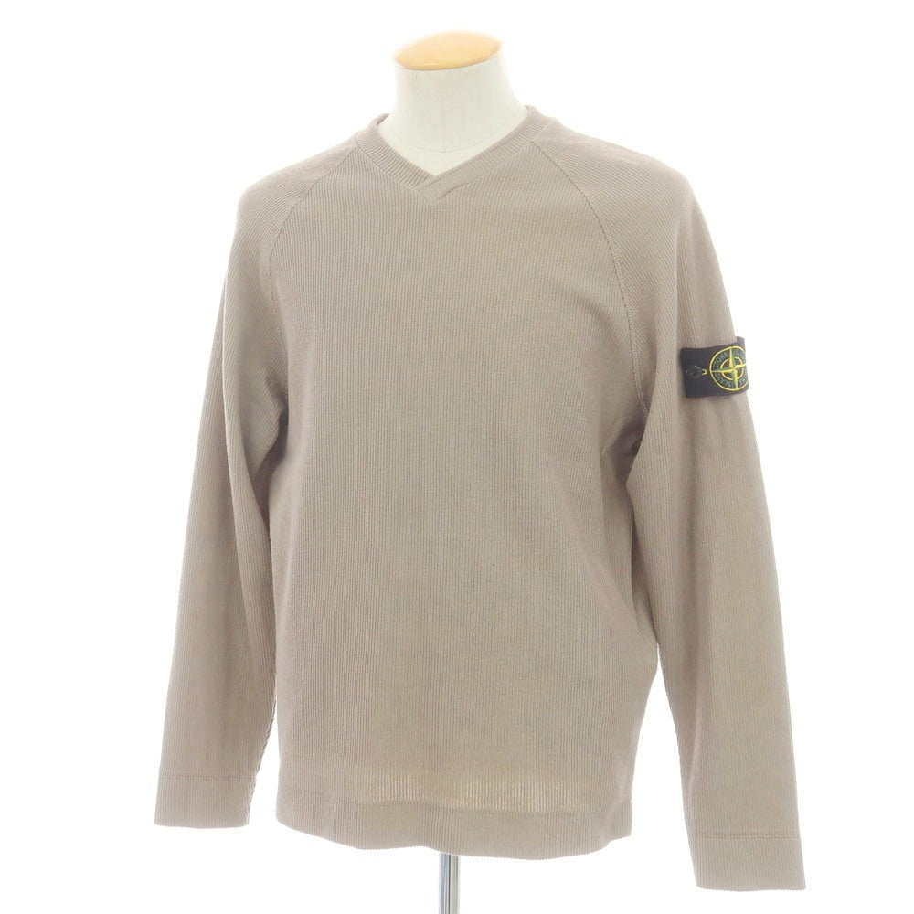 【中古】ストーンアイランド STONE ISLAND コットンナイロン Vネック 長袖カットソー ベージュ【 S 】【 状態ランクC 】【 メンズ 】