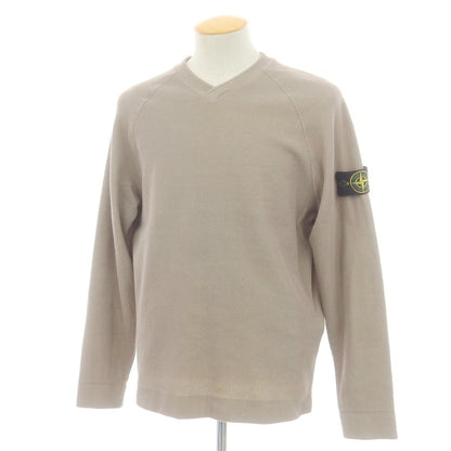 【中古】ストーンアイランド STONE ISLAND コットンナイロン Vネック 長袖カットソー ベージュ【 S 】【 状態ランクC 】【 メンズ 】