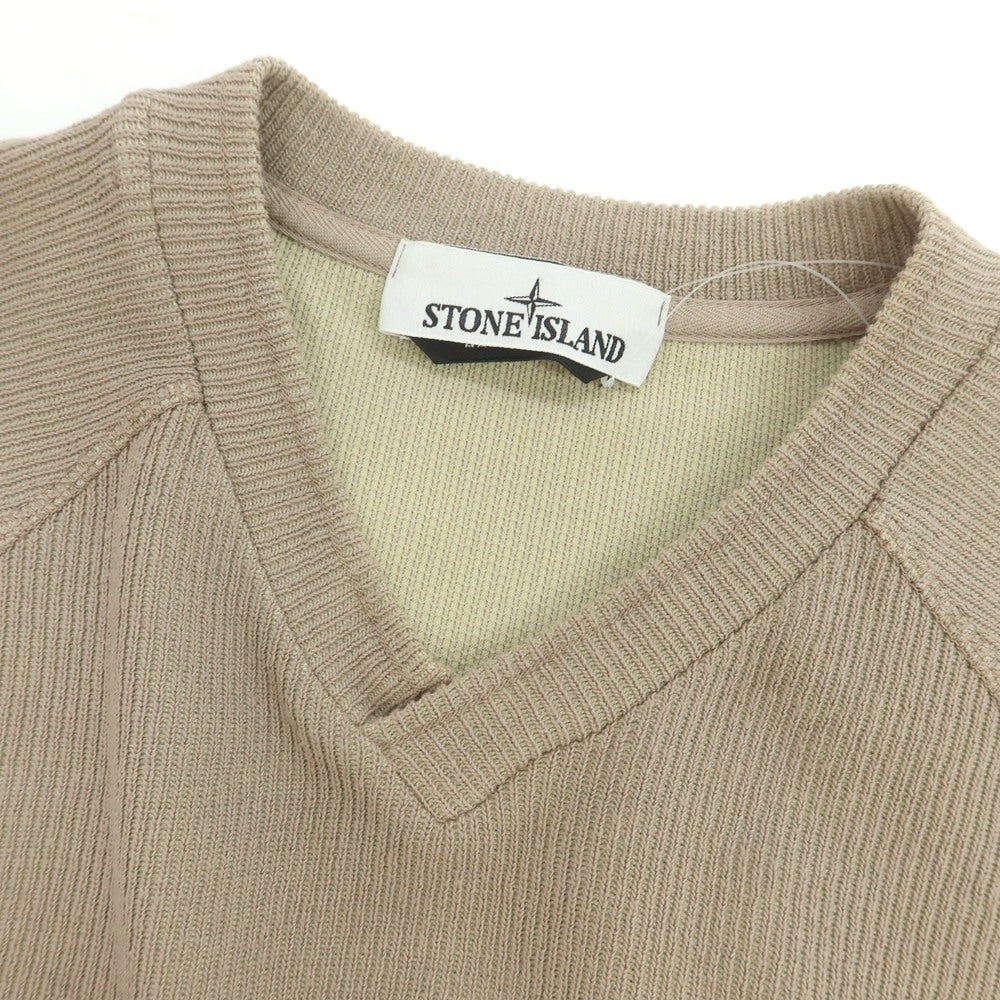 【中古】ストーンアイランド STONE ISLAND コットンナイロン Vネック 長袖カットソー ベージュ【 S 】【 状態ランクC 】【 メンズ 】