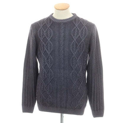 【中古】ヤコブコーエン JACOB COHEN ミドルゲージ ウール ケーブル編み クルーネックニット グレイッシュネイビー【 M 】【 状態ランクB 】【 メンズ 】