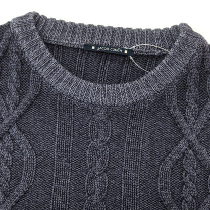 【中古】ヤコブコーエン JACOB COHEN ミドルゲージ ウール ケーブル編み クルーネックニット グレイッシュネイビー【 M 】【 状態ランクB 】【 メンズ 】