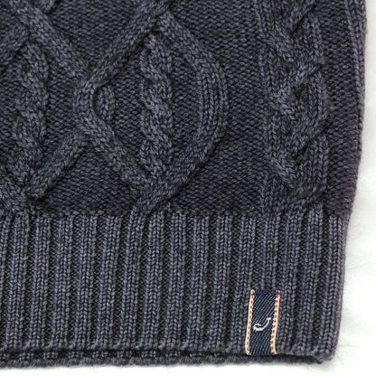 【中古】ヤコブコーエン JACOB COHEN ミドルゲージ ウール ケーブル編み クルーネックニット グレイッシュネイビー【 M 】【 状態ランクB 】【 メンズ 】