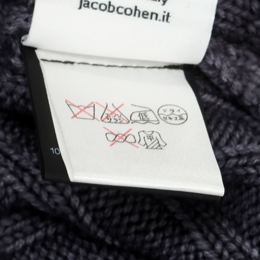 【中古】ヤコブコーエン JACOB COHEN ミドルゲージ ウール ケーブル編み クルーネックニット グレイッシュネイビー【 M 】【 状態ランクB 】【 メンズ 】