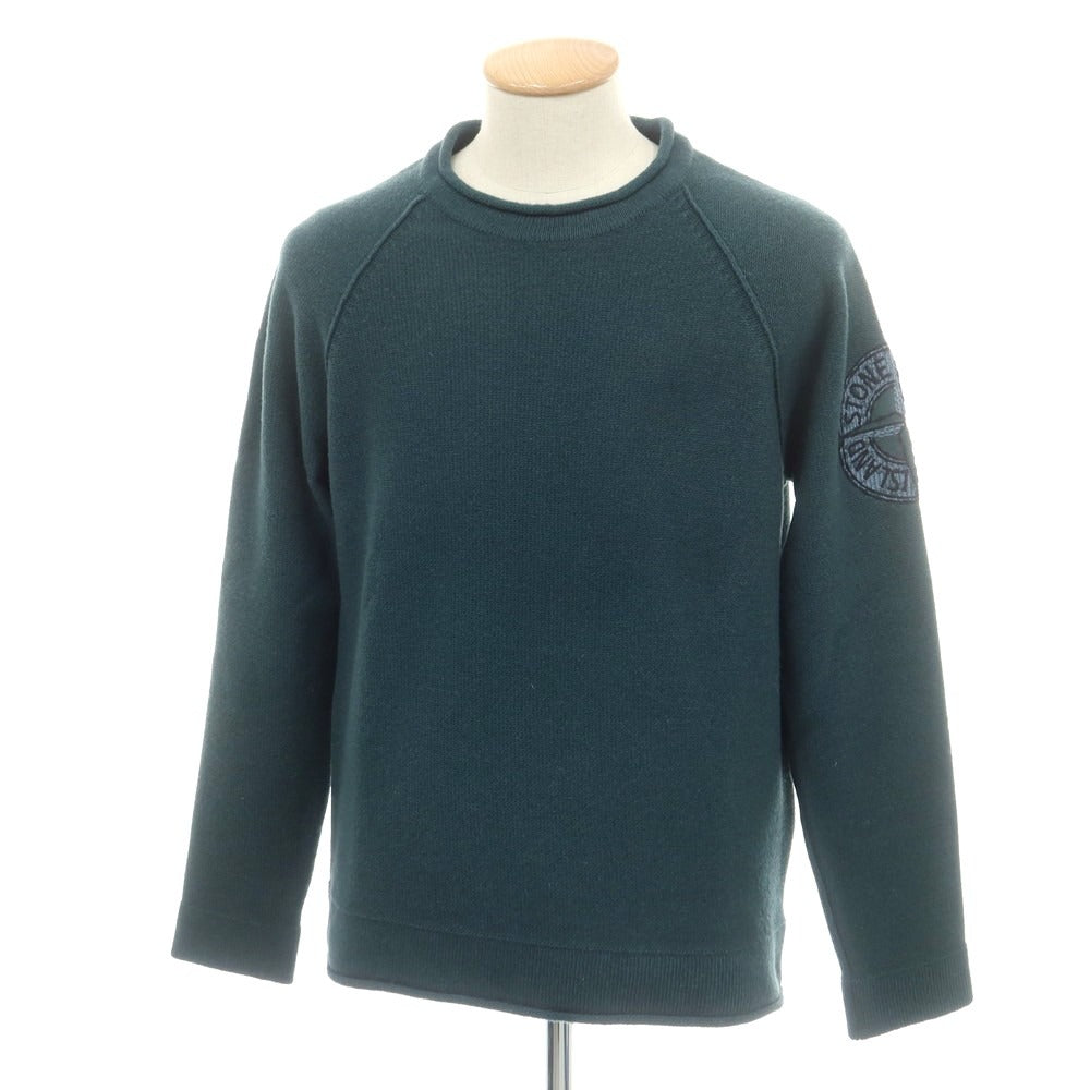【中古】ストーンアイランド STONE ISLAND ミドルゲージ ウールナイロン プルオーバーニット フォレストグリーン【 M 】【 状態ランクA 】【 メンズ 】