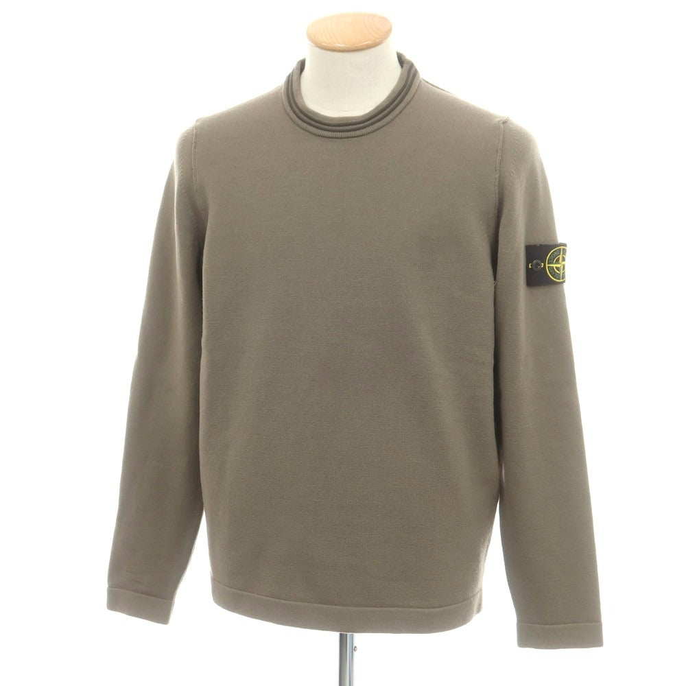 【中古】ストーンアイランド STONE ISLAND ハイゲージ ウールポリエステル クルーネックニット グレイッシュオリーブ【 M 】【 状態ランクA 】【 メンズ 】