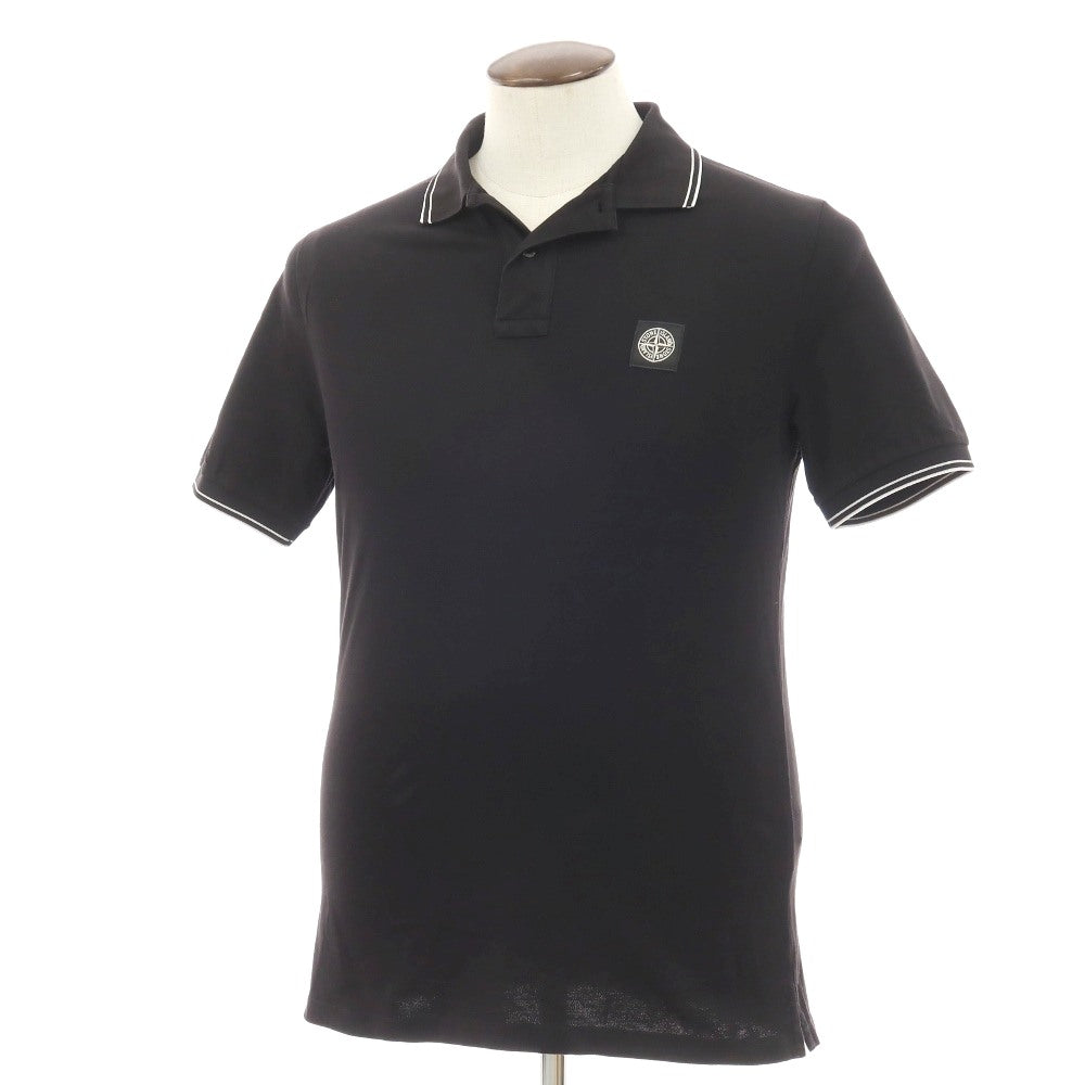 【中古】ストーンアイランド STONE ISLAND コットンポリウレタン 半袖ポロシャツ ブラック【サイズL】【 状態ランクC 】【 メンズ 】