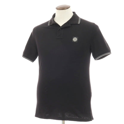 【中古】ストーンアイランド STONE ISLAND コットンポリウレタン 半袖ポロシャツ ブラック【サイズL】【 状態ランクC 】【 メンズ 】