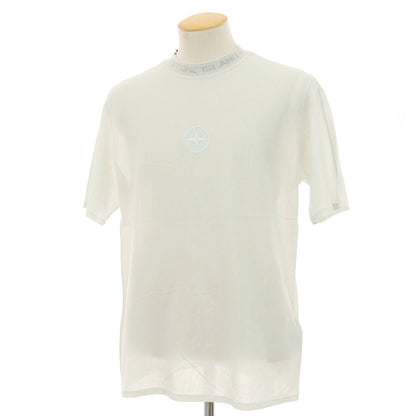 【中古】ストーンアイランド STONE ISLAND コットン ロゴ刺しゅう クルーネック 半袖Ｔシャツ ペールブルーグリーン【サイズS】【 状態ランクB 】【 メンズ 】