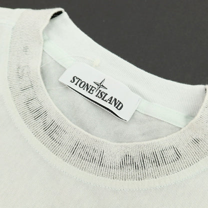 【中古】ストーンアイランド STONE ISLAND コットン ロゴ刺しゅう クルーネック 半袖Ｔシャツ ペールブルーグリーン【サイズS】【 状態ランクB 】【 メンズ 】