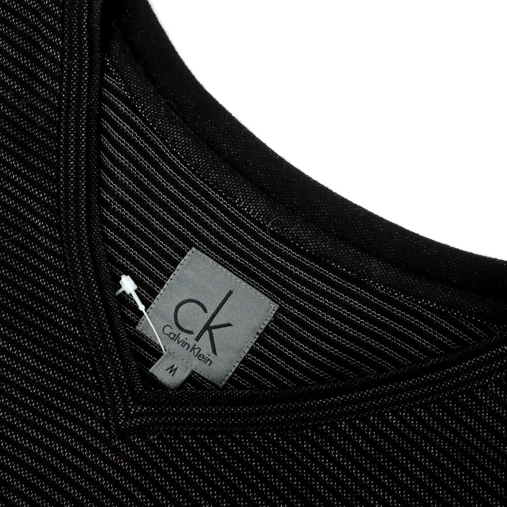 【中古】シーケーカルバンクライン ck コットンポリエステル ボーダー Vネック 半袖Ｔシャツ ブラック【サイズM】【 状態ランクB 】【 メンズ 】