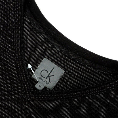 【中古】シーケーカルバンクライン ck コットンポリエステル ボーダー Vネック 半袖Ｔシャツ ブラック【サイズM】【 状態ランクB 】【 メンズ 】