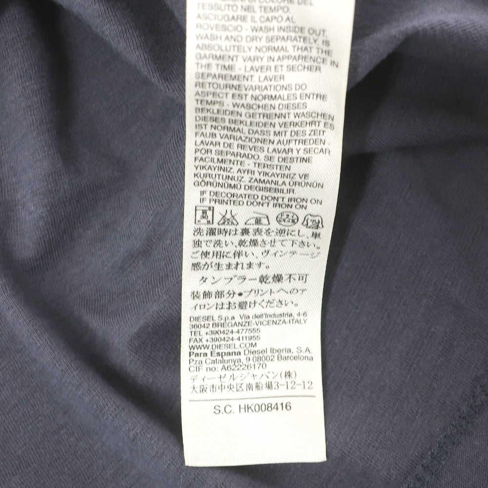 【中古】ディーゼル DIESEL コットン Vネック 半袖Ｔシャツ ネイビーグレー【サイズS】【 状態ランクB 】【 メンズ 】
