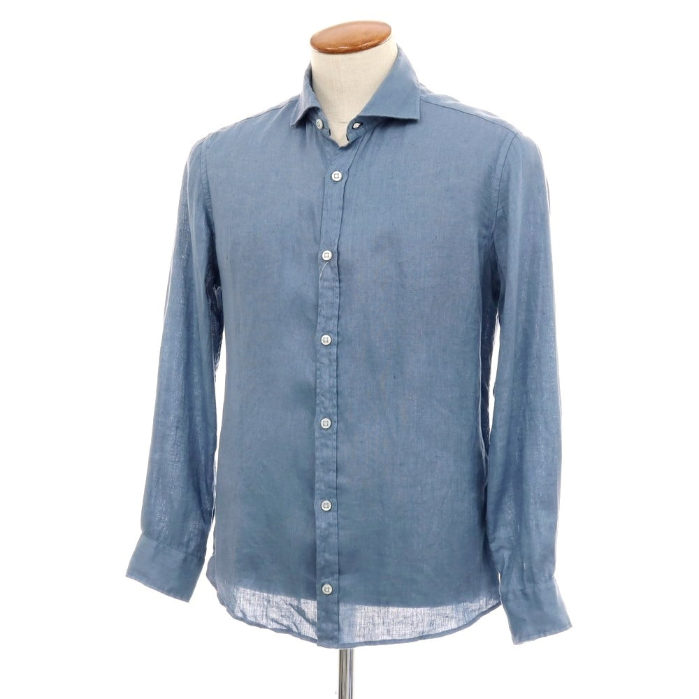 【中古】ヤコブコーエン JACOB COHEN J8066 リネン ワイドカラー カジュアルシャツ スモーキーブルー【サイズ39】【 状態ランクC 】【 メンズ 】