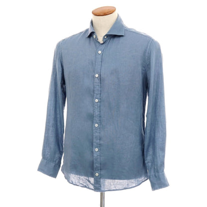 【中古】ヤコブコーエン JACOB COHEN J8066 リネン ワイドカラー カジュアルシャツ スモーキーブルー【サイズ39】【 状態ランクC 】【 メンズ 】