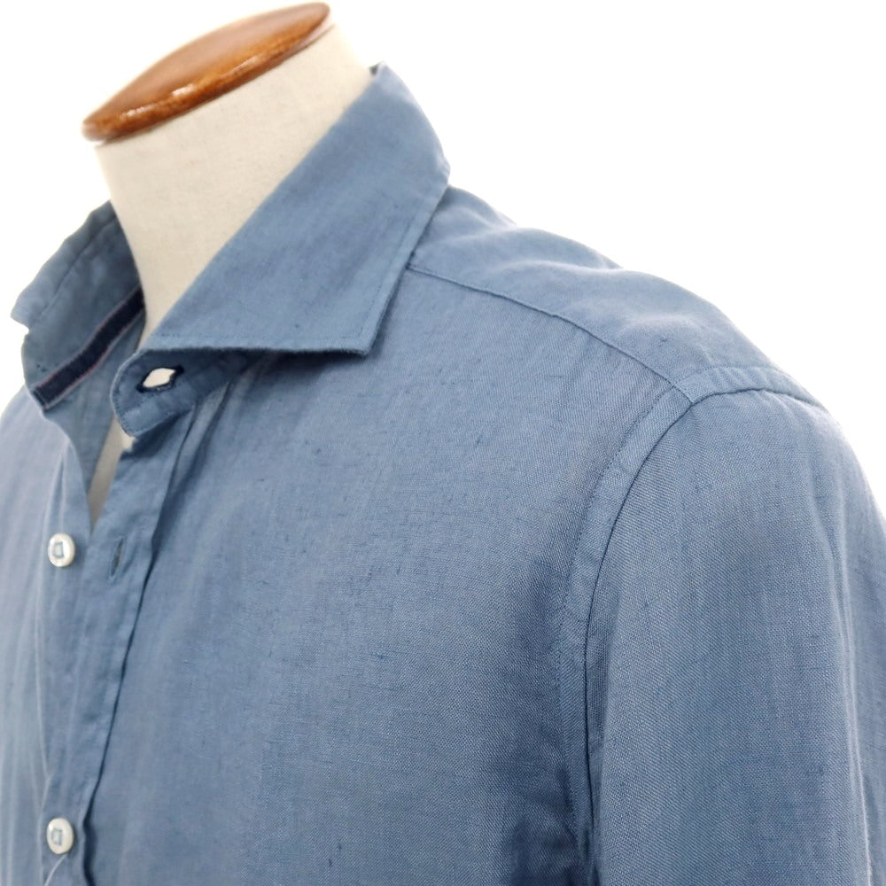 【中古】ヤコブコーエン JACOB COHEN J8066 リネン ワイドカラー カジュアルシャツ スモーキーブルー【サイズ39】【 状態ランクC 】【 メンズ 】
