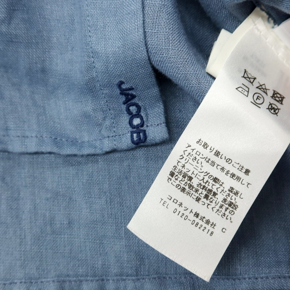 【中古】ヤコブコーエン JACOB COHEN J8066 リネン ワイドカラー カジュアルシャツ スモーキーブルー【サイズ39】【 状態ランクC 】【 メンズ 】