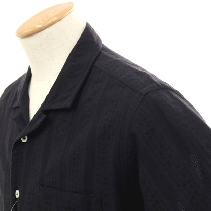 【中古】ジャンネット giannetto コットン シアサッカー ストライプ オープンカラー 半袖シャツ ブラック【サイズS】【 状態ランクB 】【 メンズ 】