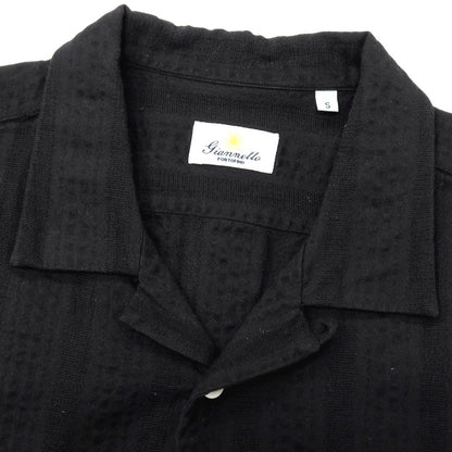 【中古】ジャンネット giannetto コットン シアサッカー ストライプ オープンカラー 半袖シャツ ブラック【サイズS】【 状態ランクB 】【 メンズ 】