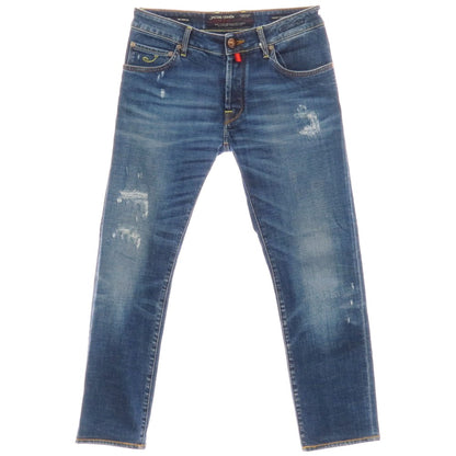 【中古】ヤコブコーエン JACOB COHEN NICK クラッシュ＆リペア加工 ストレッチコットン ジーンズ デニムパンツ ネイビー【 32 】【 状態ランクB 】【 メンズ 】