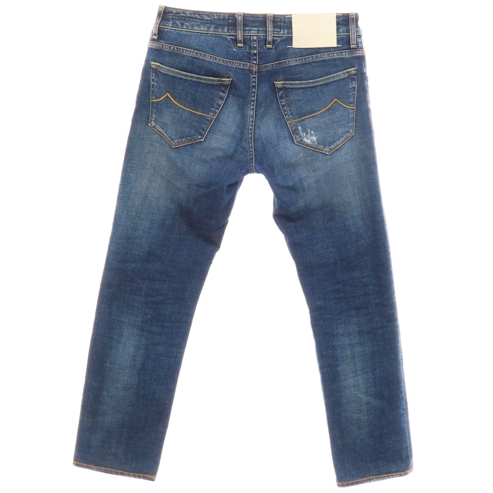 【中古】ヤコブコーエン JACOB COHEN NICK クラッシュ＆リペア加工 ストレッチコットン ジーンズ デニムパンツ ネイビー【 32 】【 状態ランクB 】【 メンズ 】