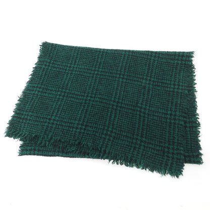 【中古】ファリエロサルティ Faliero Sarti ウールカシミヤナイロン チェック ストール グリーンxブラック【 状態ランクB 】【 ユニセックス 】