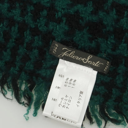 【中古】ファリエロサルティ Faliero Sarti ウールカシミヤナイロン チェック ストール グリーンxブラック【 状態ランクB 】【 ユニセックス 】