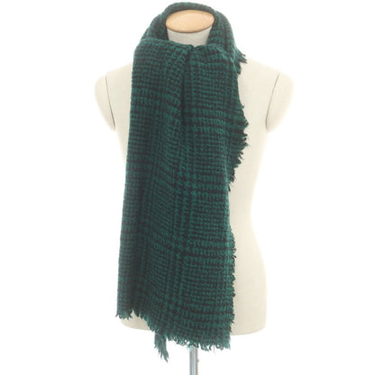 【中古】ファリエロサルティ Faliero Sarti ウールカシミヤナイロン チェック ストール グリーンxブラック【 状態ランクB 】【 ユニセックス 】