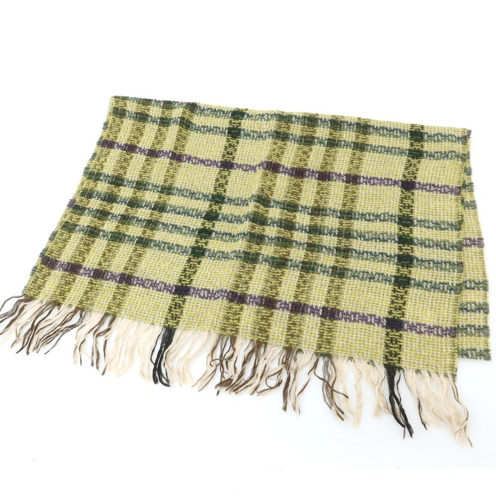 【中古】カメルッチ アルキヴィオ CAMERUCCI ARCHIVIO ウールアクリルナイロンモヘア チェック 大判 ストール グリーン【 状態ランクB 】【 ユニセックス 】