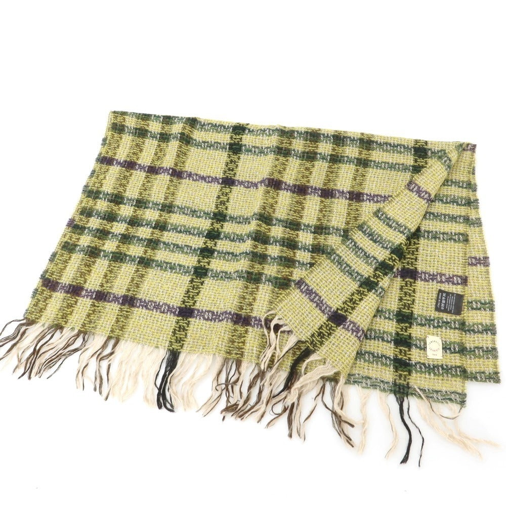 【中古】カメルッチ アルキヴィオ CAMERUCCI ARCHIVIO ウールアクリルナイロンモヘア チェック 大判 ストール グリーン【 状態ランクB 】【 ユニセックス 】