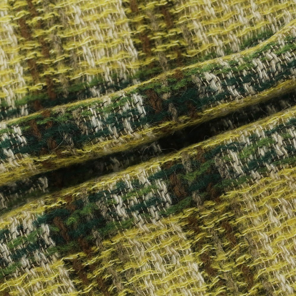 【中古】カメルッチ アルキヴィオ CAMERUCCI ARCHIVIO ウールアクリルナイロンモヘア チェック 大判 ストール グリーン【 状態ランクB 】【 ユニセックス 】