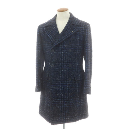 【中古】タリアトーレ TAGLIATORE ウールナイロン チェック ポロコート ネイビーxブラック【 48 】【 状態ランクB 】【 メンズ 】