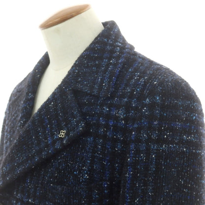 【中古】タリアトーレ TAGLIATORE ウールナイロン チェック ポロコート ネイビーxブラック【 48 】【 状態ランクB 】【 メンズ 】