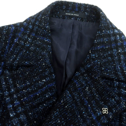 【中古】タリアトーレ TAGLIATORE ウールナイロン チェック ポロコート ネイビーxブラック【 48 】【 状態ランクB 】【 メンズ 】