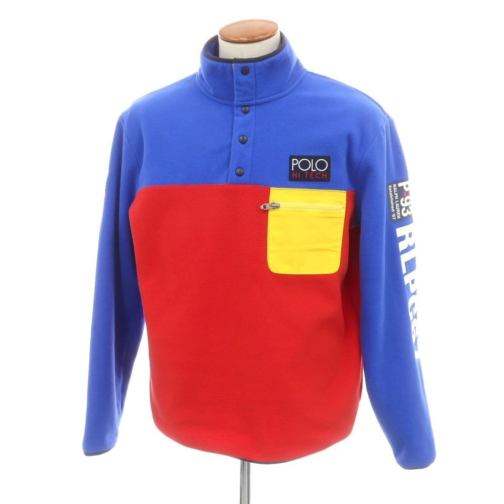 【中古】ポロ ラルフローレン Polo Ralph Lauren ポリエステル ハーフスナップ フリースジャケット ブルーxレッド【 M 】【 状態ランクB 】【 メンズ 】