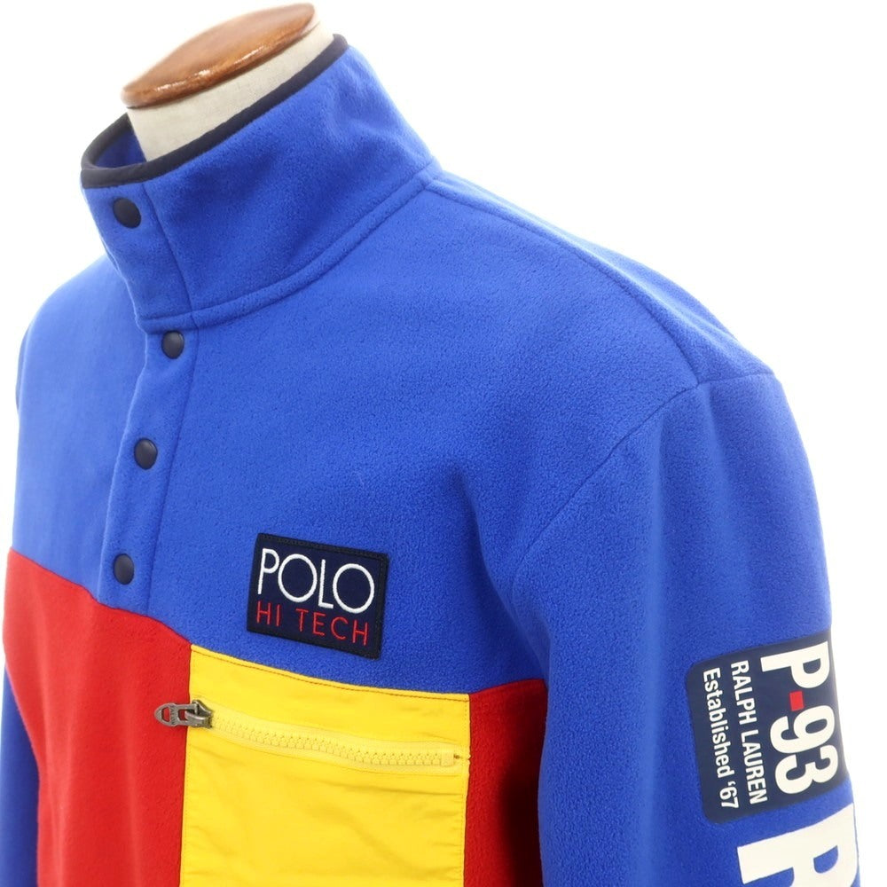 【中古】ポロ ラルフローレン Polo Ralph Lauren ポリエステル ハーフスナップ フリースジャケット ブルーxレッド【 M 】【 状態ランクB 】【 メンズ 】